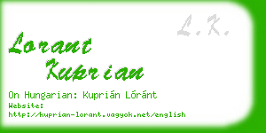 lorant kuprian business card